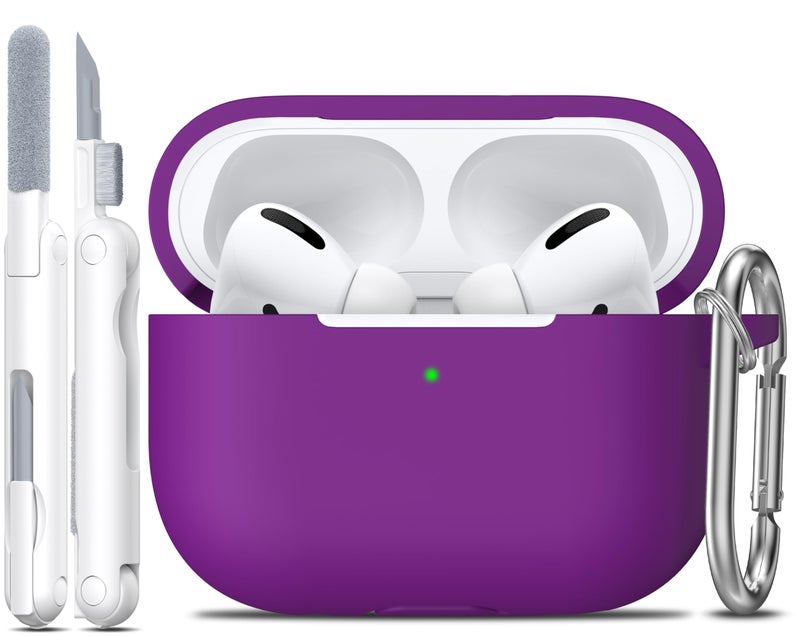 R-fun for AirPods Pro 2nd/1st Generation Case with Cleaner Kit,Soft Silicone Protective Case Cover for Apple AirPod Pro 2/1 for Women Men,AirPods Pro Case Accessories with Keychain,Violet - Image 1